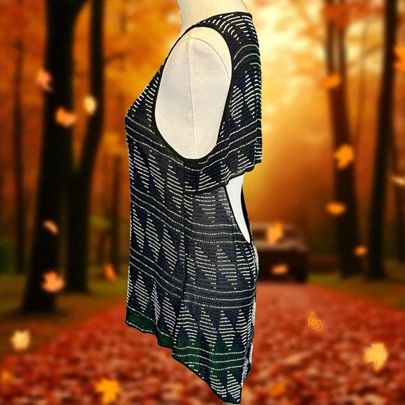 Parker Rare ‘Lola’ Diamond Design Beaded Split-Back High-Low Tank Top Size Small - Picture 6 of 16